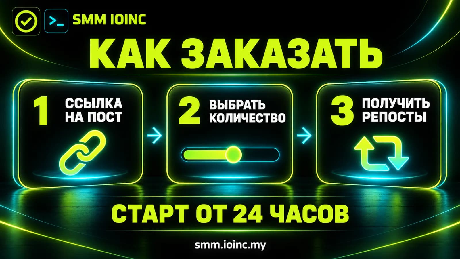 Инфографика: как заказать живые репосты Telegram за три шага